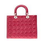 Bolsa-Christian-Dior-Large-Lady-Dior-Cannage-Verniz-Vermelho