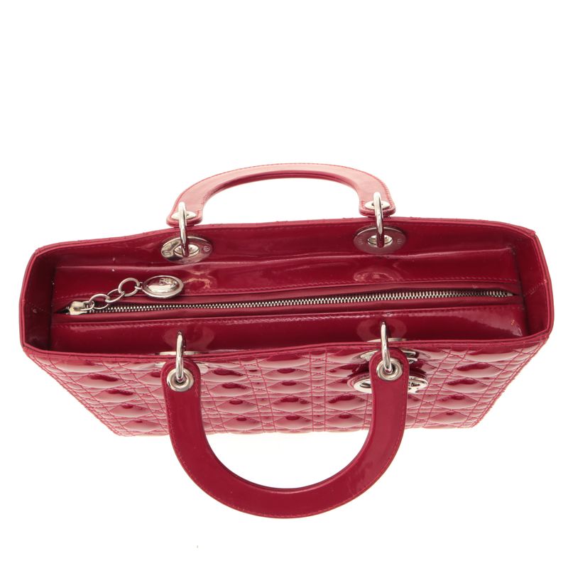 Bolsa-Christian-Dior-Large-Lady-Dior-Cannage-Verniz-Vermelho