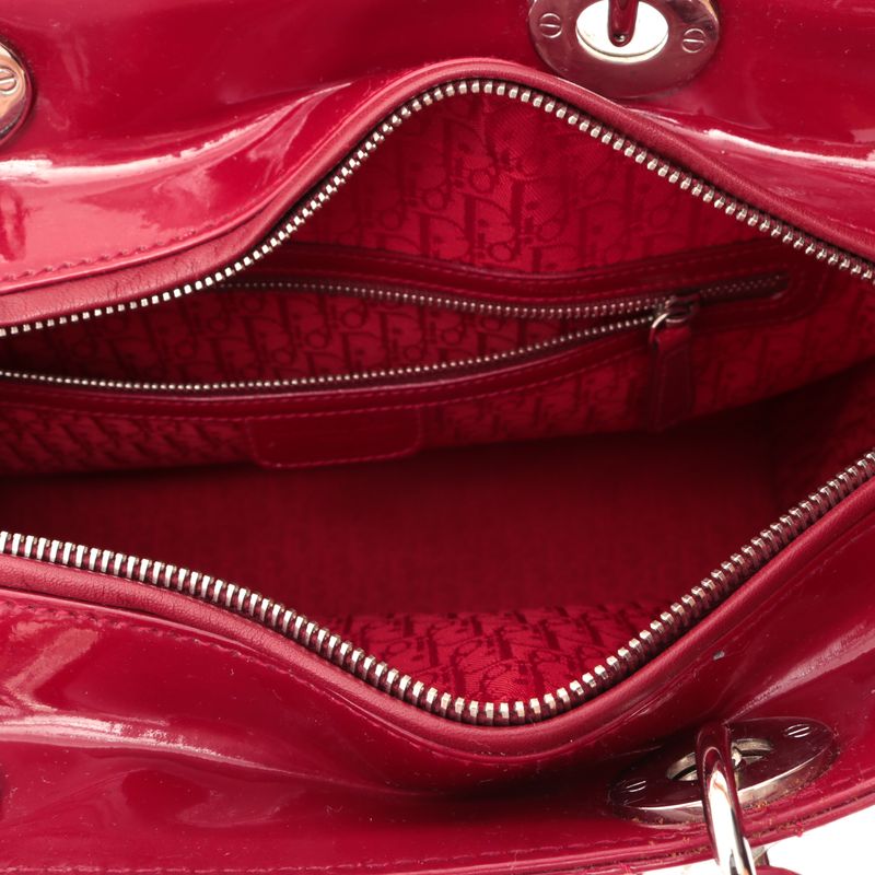 Bolsa-Christian-Dior-Large-Lady-Dior-Cannage-Verniz-Vermelho
