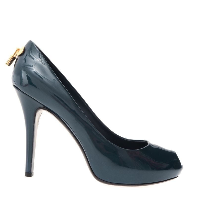 Peep-Toe-Louis-Vuitton-Oh-Really-Verniz-Azul-Metalizado