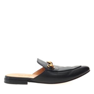 Mule Gucci Princetown Horsebit Couro Preto