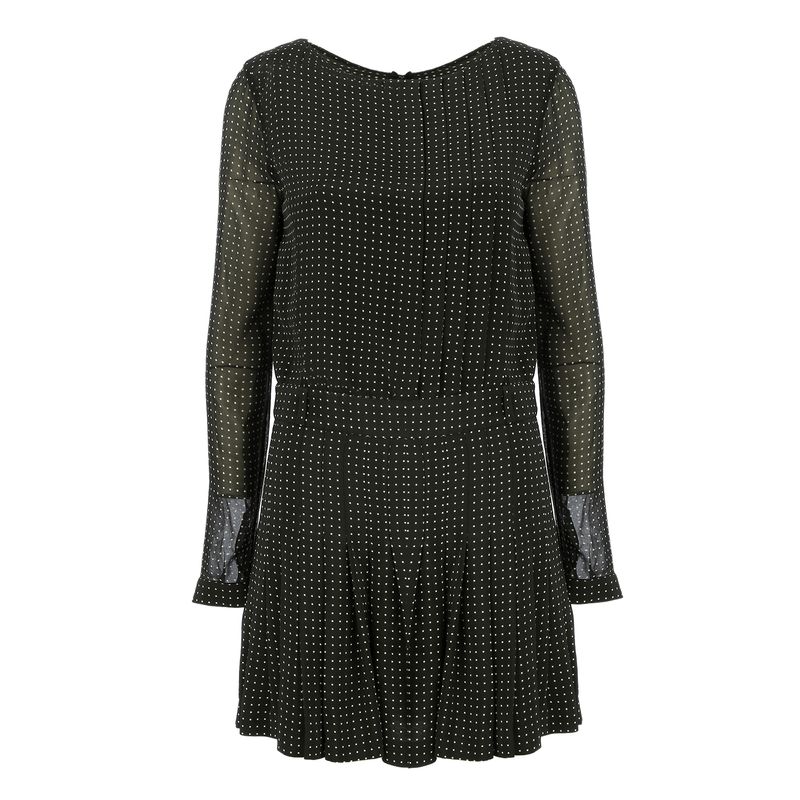 Vestido-Seda-Verde-Musgo-e-Bolinhas-Brancas