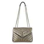 Bolsa-Saint-Laurent-Loulou-Couro-Prateado