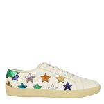 Tenis-Saint-Laurent-Couro-Branco-e-Estrelas-Metalizadas