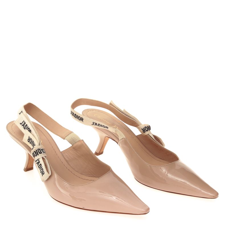Slingback-Christian-Dior-J-Adior-Verniz-Bege