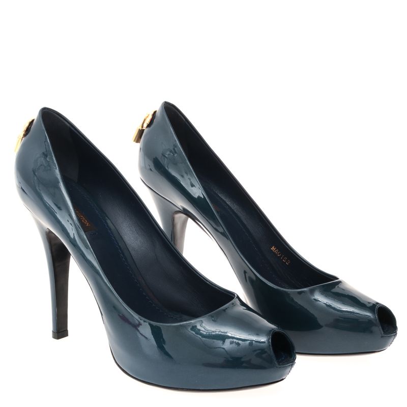 Peep-Toe-Louis-Vuitton-Oh-Really-Verniz-Azul-Metalizado