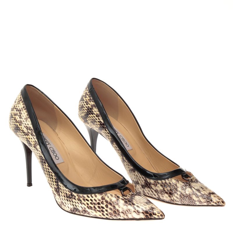 Scarpin-Jimmy-Choo-Couro-Exotico-e-Verniz-Preto