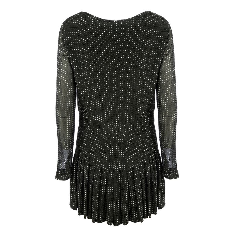 Vestido-Seda-Verde-Musgo-e-Bolinhas-Brancas