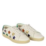 Tenis-Saint-Laurent-Couro-Branco-e-Estrelas-Metalizadas