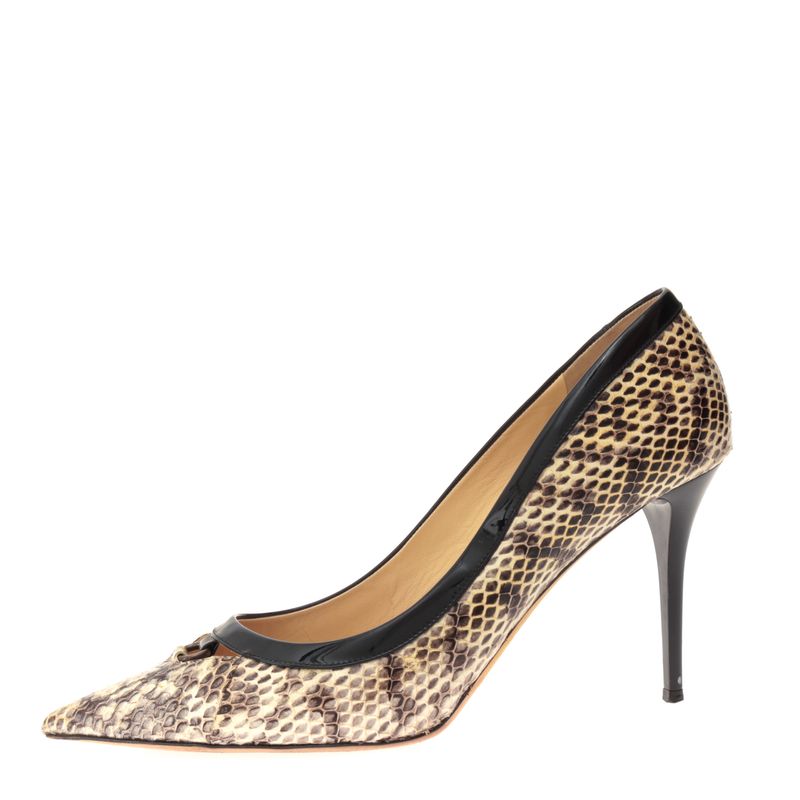 Scarpin-Jimmy-Choo-Couro-Exotico-e-Verniz-Preto