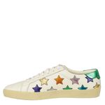 Tenis-Saint-Laurent-Couro-Branco-e-Estrelas-Metalizadas