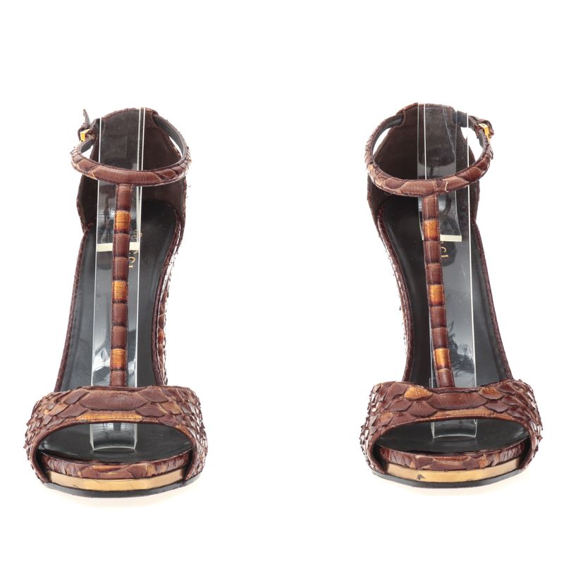 Sandalia-Gucci-Couro-Exotico-Marrom