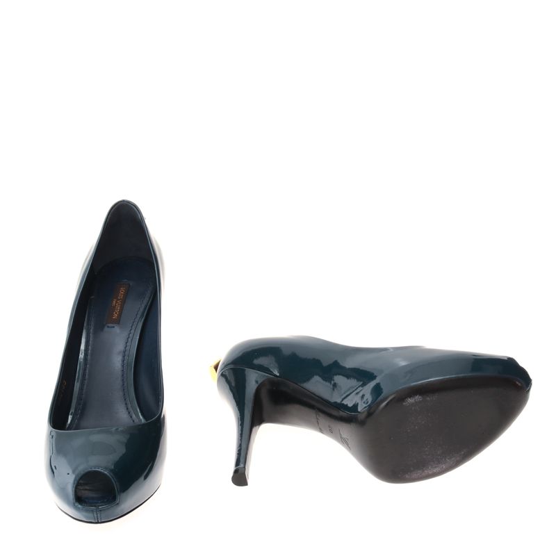 Peep-Toe-Louis-Vuitton-Oh-Really-Verniz-Azul-Metalizado