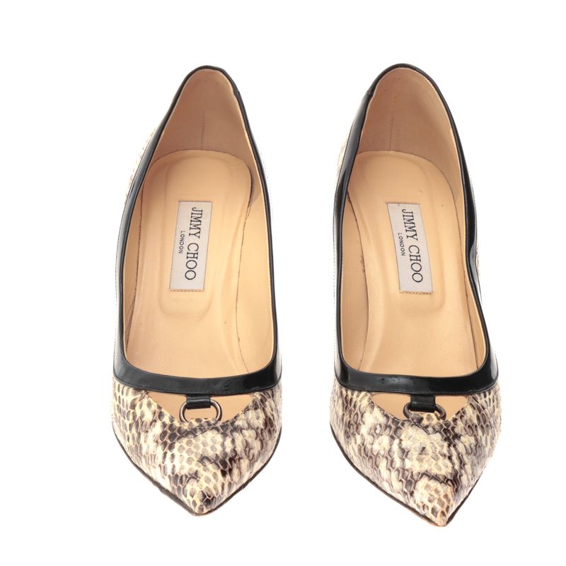 Scarpin-Jimmy-Choo-Couro-Exotico-e-Verniz-Preto