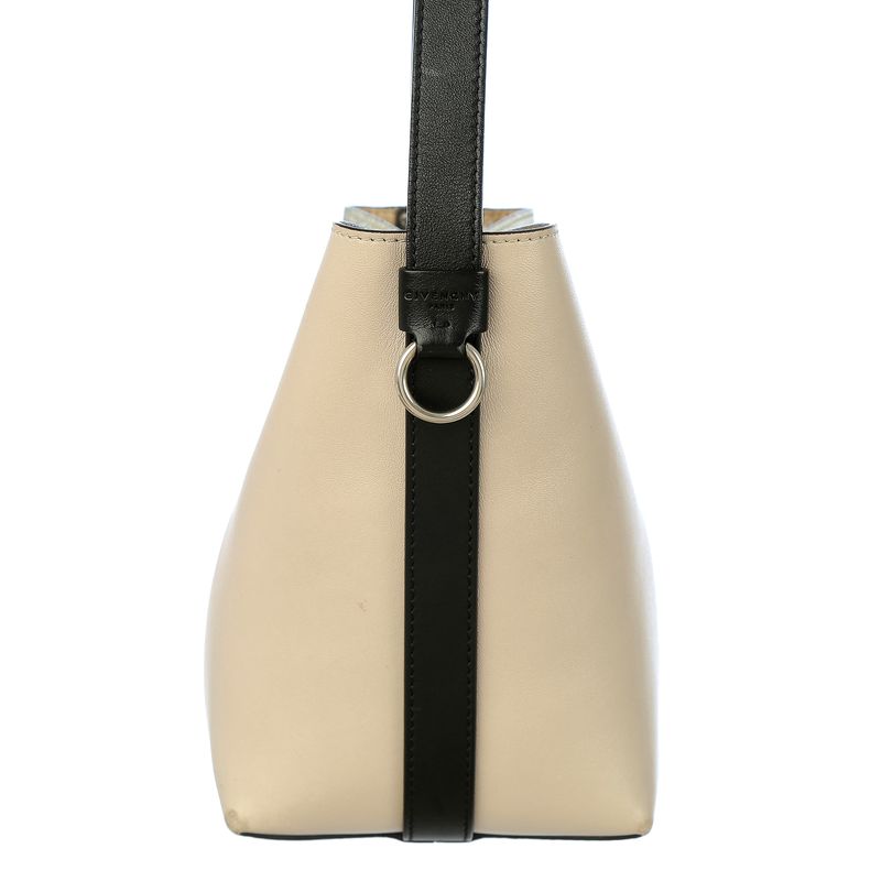 Bolsa-Givenchy-Couro-Bege-Preto-e-Prateado