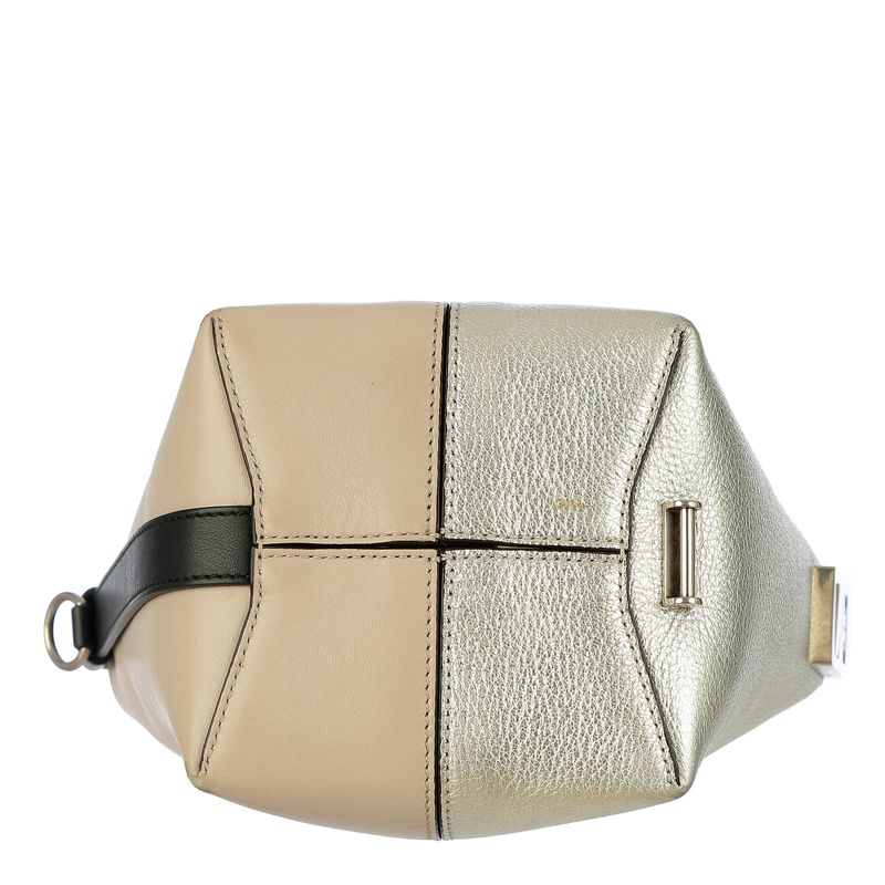 Bolsa-Givenchy-Couro-Bege-Preto-e-Prateado
