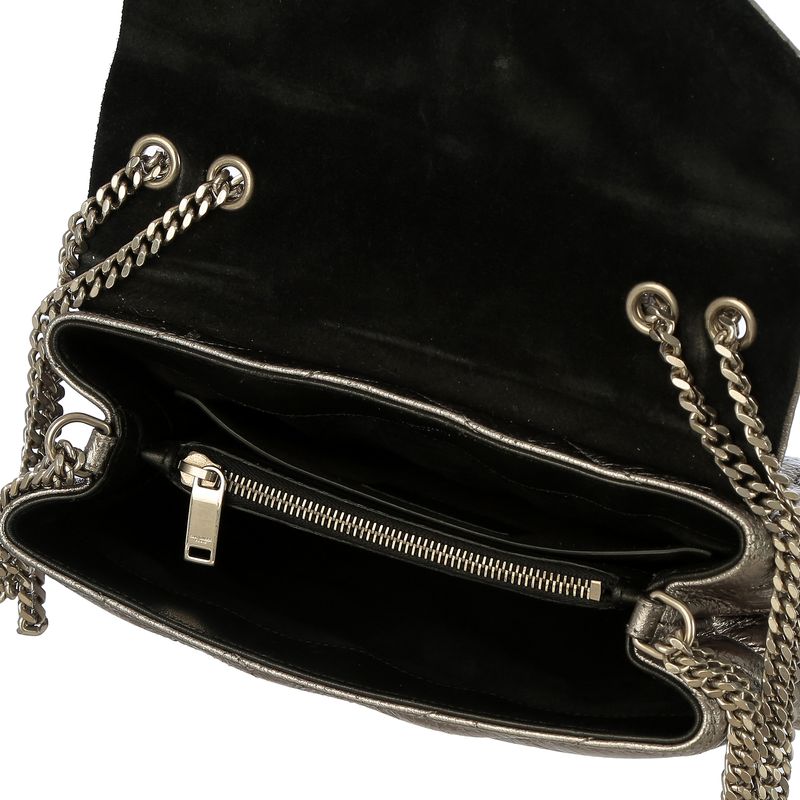 Bolsa-Saint-Laurent-Loulou-Couro-Prateado