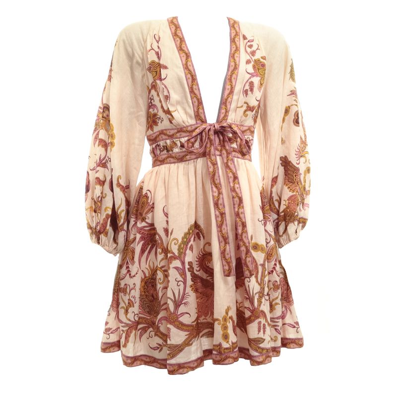 Vestido-Zimmermann-Rosa-Curto-Manga-Bufante