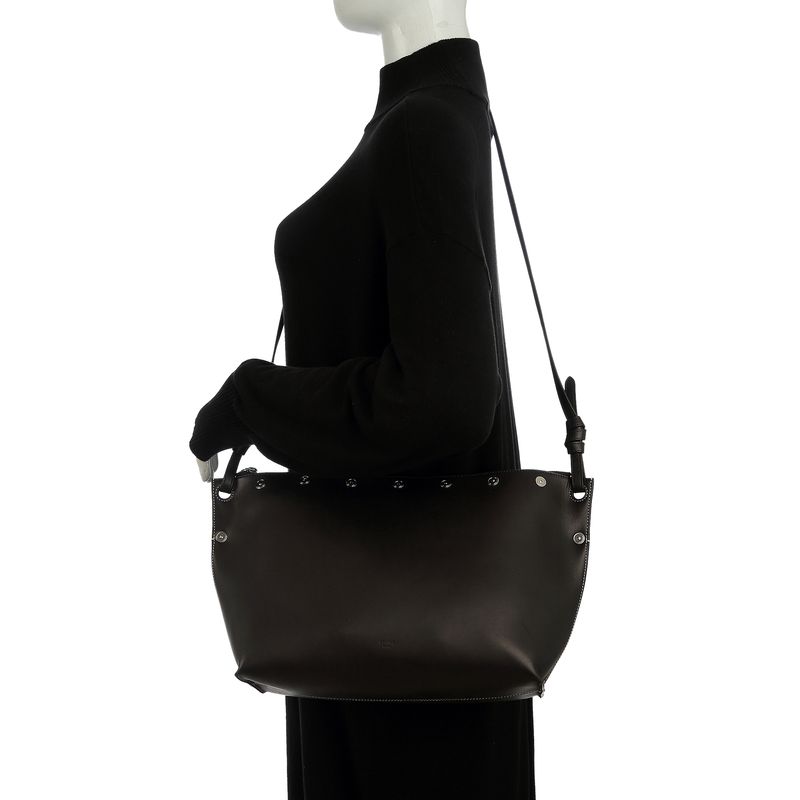 Bolsa-Celine-Couro-Preto-e-Metal-Prateado