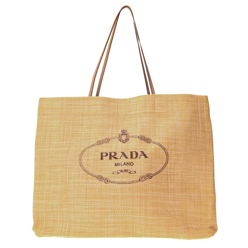 Bolsa-Prada-Raffia-Logo-Beach-Tote