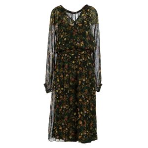 Vestido Mixed Tecido Verde e Estampa Floral