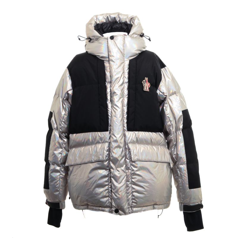 Casaco-Moncler-Puffer-Prateado-e-Preto