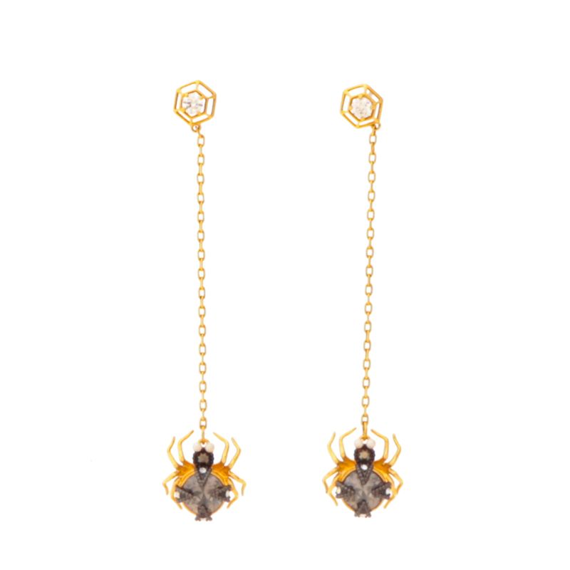 Brinco-Swarovski-Comprido-Dourado-Aranha