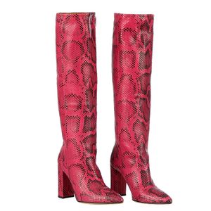 Bota Paris Texas Couro Python Rosa