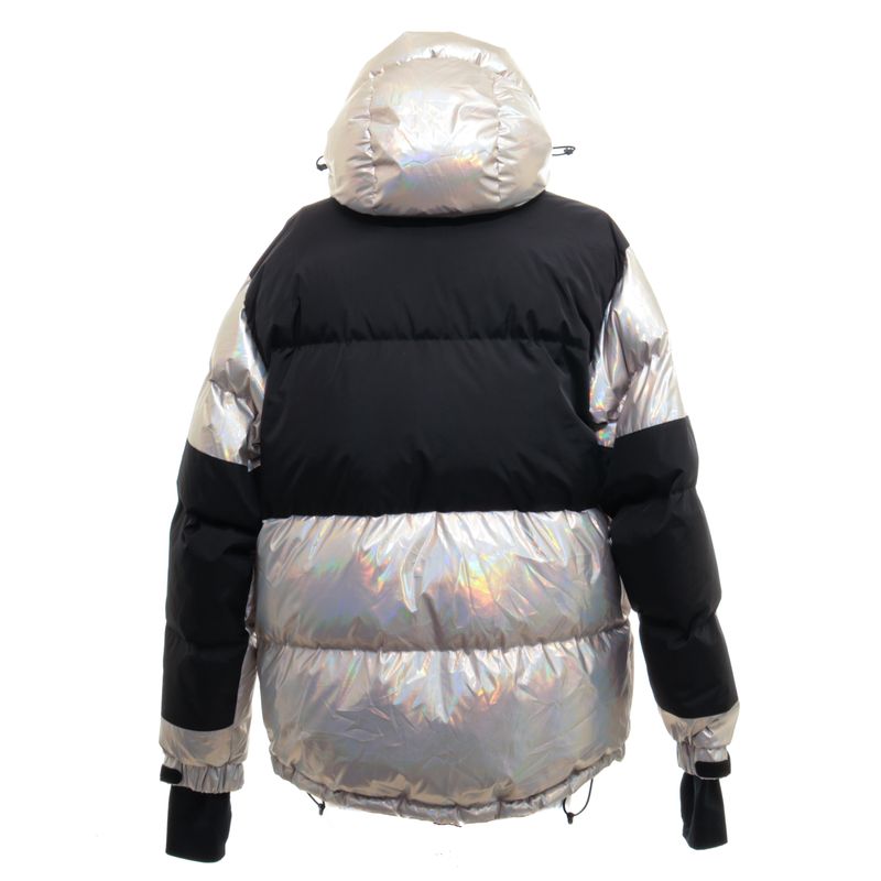 Casaco-Moncler-Puffer-Prateado-e-Preto