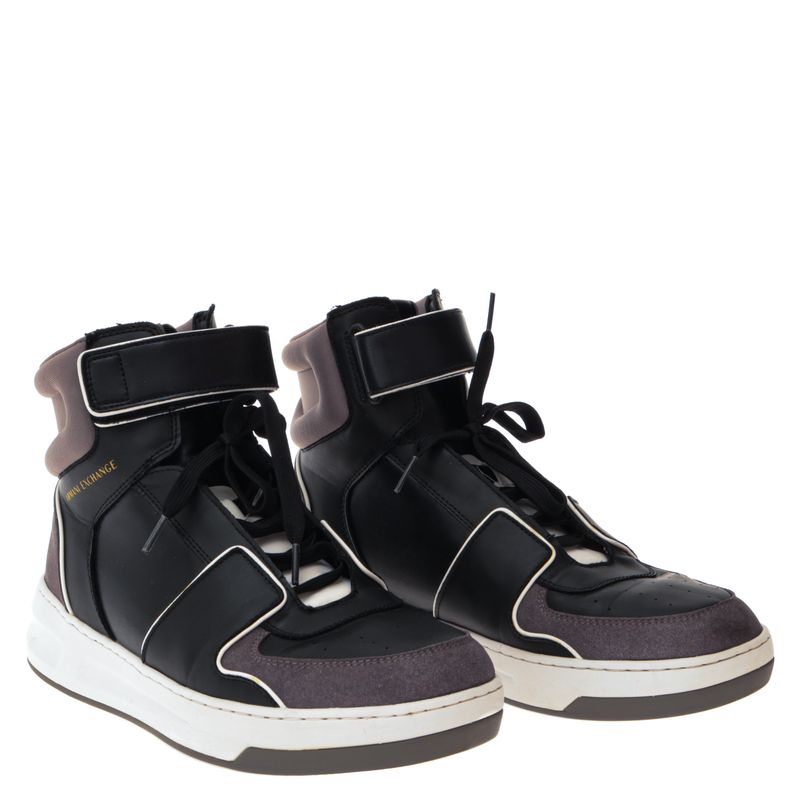 Tenis-Armani-Exchange-Cano-Alto-Preto-e-Cinza