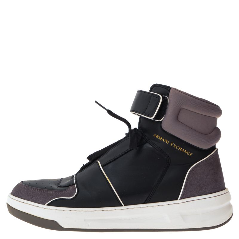 Tenis-Armani-Exchange-Cano-Alto-Preto-e-Cinza