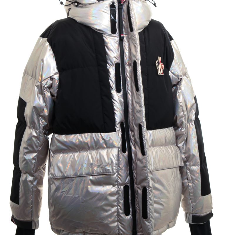 Casaco-Moncler-Puffer-Prateado-e-Preto