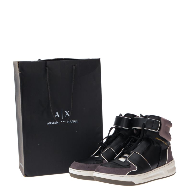 Tenis-Armani-Exchange-Cano-Alto-Preto-e-Cinza