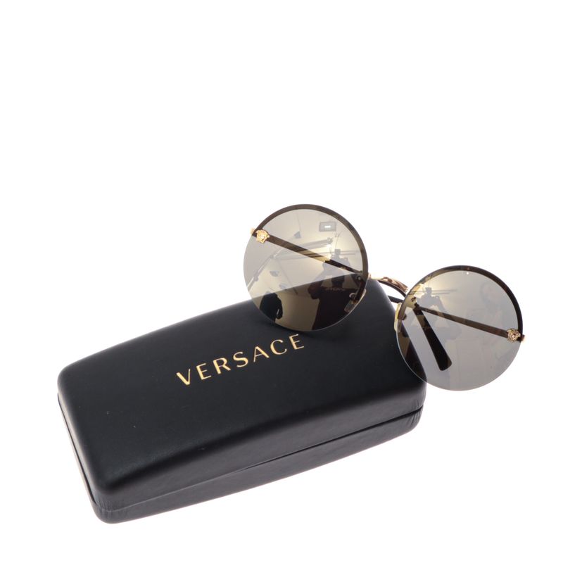 Oculos-Versace-Redondo-Preto-e-Dourado
