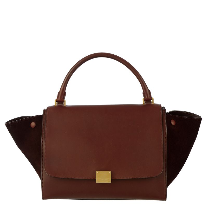 Bolsa-Celine-Trapeze-Couro-e-Camurca-Vinho