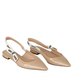 Sapatilha Christian Dior Slingback J'Adior Verniz Bege