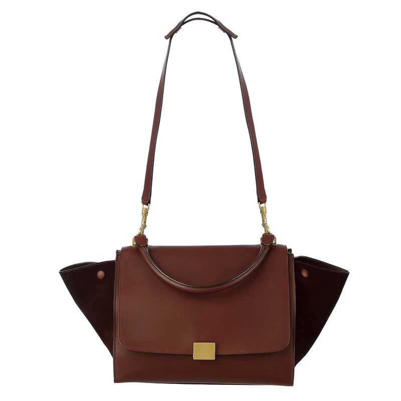 Bolsa-Celine-Trapeze-Couro-e-Camurca-Vinho
