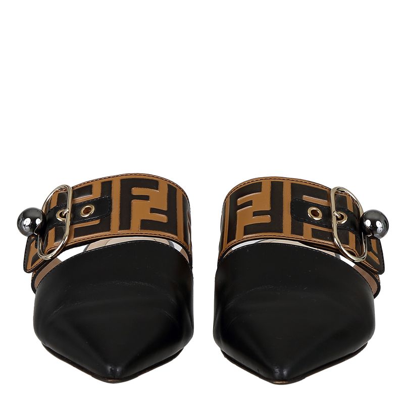 Mule-Fendi-Zucca-FF-Logo-Couro-Preto-