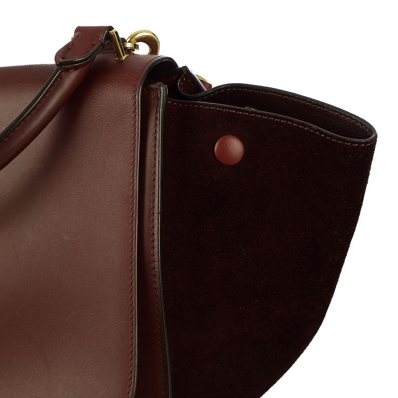 Bolsa-Celine-Trapeze-Couro-e-Camurca-Vinho