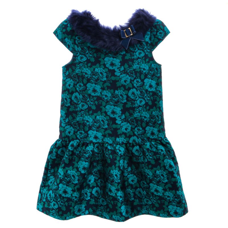 Vestido-Janie-and-Jack-Infantil-Jacquard-e-Pelos-Floral-Azul