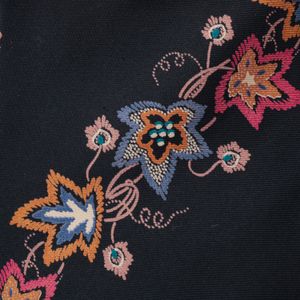 Gravata Christian Dior Vintage Seda Preta Ramos e Folhas