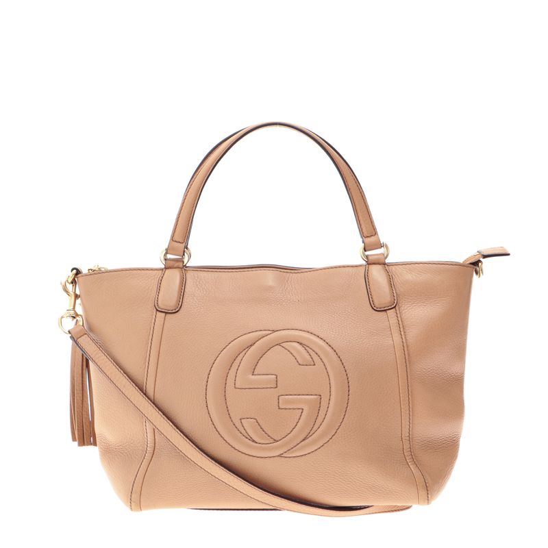 Bolsa-Gucci-Soho-Zip-Tote-Bege