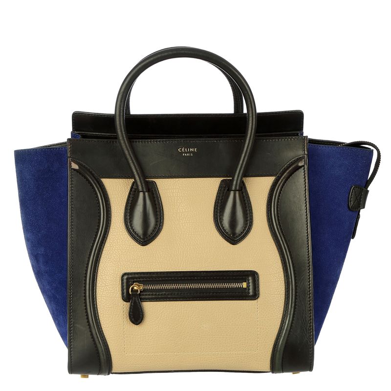 Bolsa-Celine-Luggage-Couro-Bicolor-e-Camurca-Azul