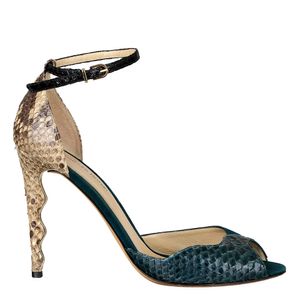 Sandália Alexandre Birman Couro Exótico Bicolor