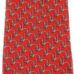 Gravata Hermes Seda Estampada Vermelha