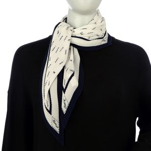 Lenço Saint Laurent Tecido Branco e Azul Marinho
