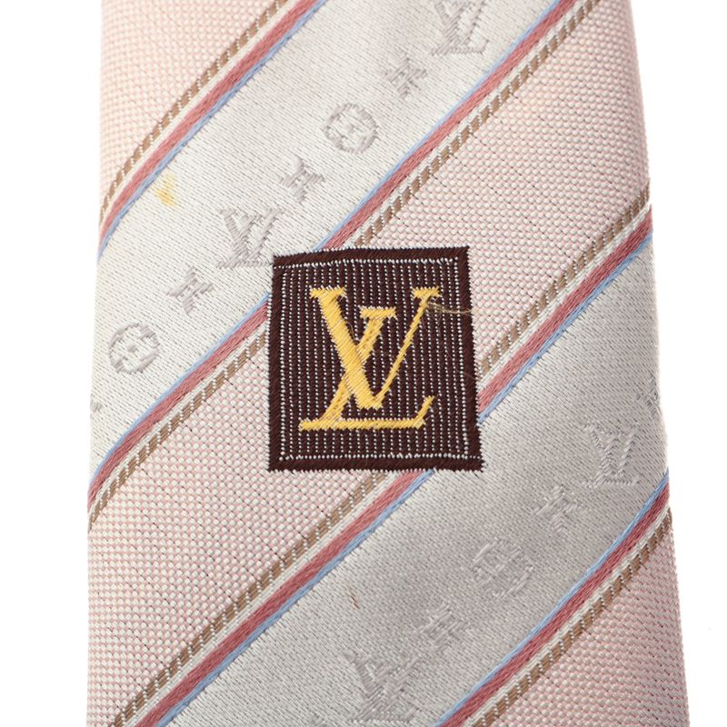 Gravata-Louis-Vuitton-Listras-Rosa-e-Cinza