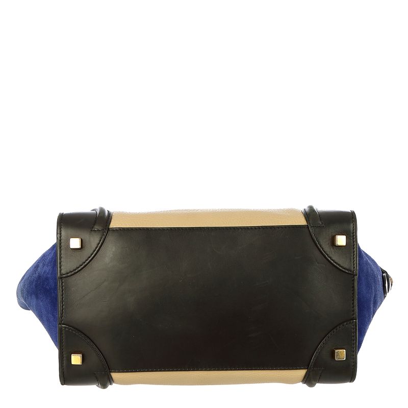 Bolsa-Celine-Luggage-Couro-Bicolor-e-Camurca-Azul