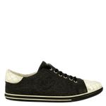 Tenis-Chanel-Tecido-Grafite-e-Couro-Branco