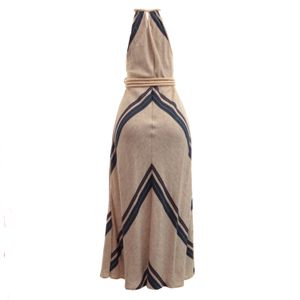 Vestido Cris Barros Bege Listras Azuis